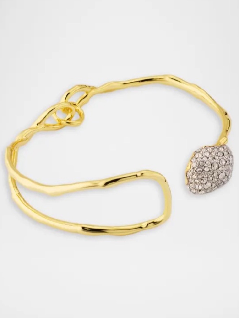 Alexis Bittar Solanales Crystal Pebble Clasp Bracelet Gold Vine Clear C Z AU28